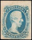 Confederate States 1863, 10c blue, Frame Lines Used (Sc 10)