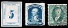 United States. 1857-1895 Small Balance of Expertized Stamps, 3 Stamps