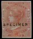 1860, 2Â½d Dull Orange, Imperf with Horizontal Smll Lettered Specimen Overprint, RARE