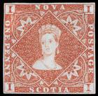 Nova Scotia 1853, 1d Red Brown, Mint, Pretty Stamp (Sc 1)