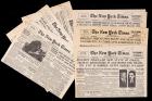 Meir, Golda -- Group of Six New York Times Front Page Facsimiles, Signed in English and Hebrew