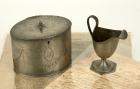 Revolutionary War Soldier's Pewter Tea Caddy and Creamer Plus Letter & Broadside -- Robert Wilson, Who Accepted the British Stan