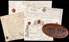 French Revolution/French Republic/Napoleonic Wars -- Military Discharge Papers, and a Low and High Relief Bronze of Napoleon at