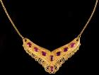 Beautiful 20K Gold and Ruby Indian Choker Necklace