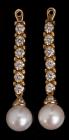 Lady's 14K Yellow Gold, Diamond and Pearl Drops to Enhance Stud Earrings