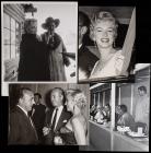 Marilyn Monroe, 4 Candid Newswire Photos: Joe Dimaggio, Anthony Quayle, Arthur O'Connell and One Monroe Close-up In London