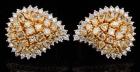 Stunning Pair of Paisley Shaped 18K White and Yellow Gold and Diamond Earrings
