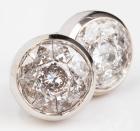 Unusual and Superbly Cut Diamond Cluster and Post Earrings in 14K White Gold, 3.5 Carats