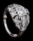 Outstanding Lady's 14K White Gold Vintage Art Deco Style Diamond Ring