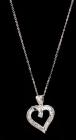 Lady's 10K White Gold and Diamond Heart Shaped Pendant Necklace
