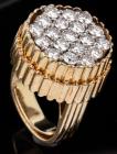 Lady's 14K Yellow Gold and Diamond Cocktail Ring, Unique & Striking Design, 3 Carats Total Weight