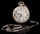 Hamilton 14 Karat White Gold Open Face Pocket Watch and Fob, c. 1926