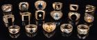 17 Men's 10K Rings Several With Accent Diamonds, One With Sapphire 125 grams