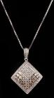 Lady's Unusual and Striking 14K White Gold Diamond Pendant in White and Brown Diamonds