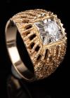 Gentleman's Handsome, 14K Yellow & White Gold, 1/2 Carat Diamond Ring