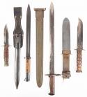 Four Very Collectible Military Knives from WWI and WWII with Scabbards