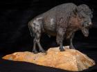 Carl Kauba (After): Late 18th early 19th Century Sculptor, "Buffalo" in Bronze on Rock