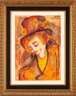 E H Carmi, Outstanding, Beautiful Watercolor and Gouache Collage "Clown"