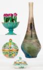 Four Beautiful Pieces: Vintage Dresden Porcelain, Herend Porcelain and Belgium Glass