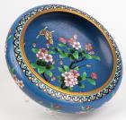 Large and Beautiful Mid-Century Chinese Cloisonne Bowl, Cherry Blossoms and Butterflies