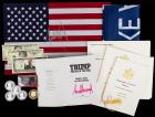 Trump, Donald J. -- Signed US Flag, Signed Copy of "The Art of the Deal" and other Campaign and Presidential Ephemera