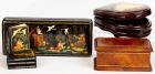 Russian Lacquer Boxes: Unique Deorated Box Containing Four Volumes of Russian Folk Tales Each with Lacquered Covers + 2 More