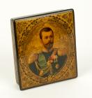 Russian Lacquer Box: Magnificent Portrait of Czar Nicholas II in Exquisite Detail