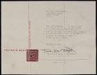 WITHDRAWN - Wright, Frank Lloyd -- Letter Regarding Drawings For Arizona State University's Grady Gammage Auditorium