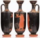 Large Attic Red Figure Lekythos on Black Background, Circa 490 C.E.