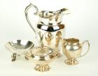 4 Sterling Silver Pieces: Superb F. B. Rogers Pitcher, Vintage Tiffany & Co. Footed Bowl and Industria Peruana Creamer and Sugar