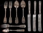 11 Beautiful Pieces of 19th Century Russian .875 Silver and Enamel Flatware and