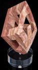 Artist Unknown: Outstanding Open Pink Granite "Cube" Tabletop Sculpture