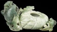 Beautifully Carved, Large Hardstone Brush Pot of Lotus and Carp