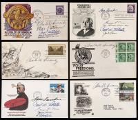 Group of Six Covers Signed by Crew Members of the Enola Gay and Bockscar & 2 George Caron Signed Photos