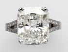Lady's Magnificent 11.4 Carat, Rectangular Shaped, Radiant Cut Diamond and Platinum Ring