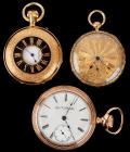 Three Open Face Pocket Watches -- Two 14 Kt. Yellow Gold and One 18 Kt. Yellow Gold