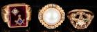 One Lady's 14K Gold and Pearl Ring, One Man's Vintage Freemason's Ring, One Ladies Eastern Star Ring