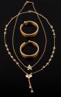 Collection: Two Necklaces and A Pair of Hoop Earrings, All Yellow Gold - 2