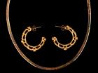 Ladies Ensemble of 14 K Yellow and Rose Gold Hoop Foliat Design Hoop Earrings With Complimenting Necklace - 2