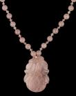 Hand Carved Rose Quartz Pendant Necklace - 2