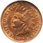 1864 Indian Head 1C. Bronze, with L PCGS MS63 RB