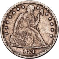 1871 Liberty Seated $1 PCGS VF35