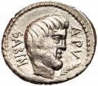 L. Titurius L.f. Sabinus. Silver Denarius (3.80 g), 89 BC Choice VF