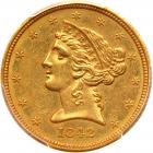 1842-D $5 Liberty. Sm Date PCGS AU55