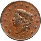 1831 N-3 R1 Medium Letters PCGS graded MS62 Brown, CAC Approved