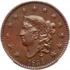 1834 N-2 R1 Sm 8, Lg Stars, Med Ltrs PCGS Graded MS63 Brown, CAC Approved