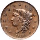 1837 N-2 R2 Plain Hair Cord, Med Ltrs PCGS graded AU55