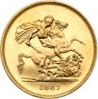 Great Britain. Victoria (1837-1901). gold Five Pounds, 1887 - 2