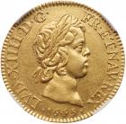 France. Louis XIV (1643-1715). Gold Louis d'or a la meche courte, 1645-D (Lyon)