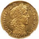 Louis XIV (1643-1715). Gold Louis d'or au buste juvenile, tete lauree, 1664-A (Paris)